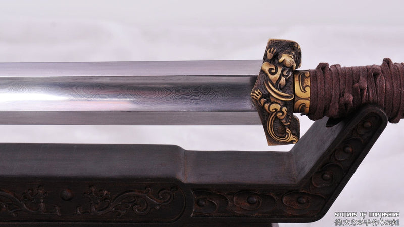 Hand Forged Folded Steel Chinese Martial Arts Huan Shou Jian / Dao Hybrid Tai Chi Sword