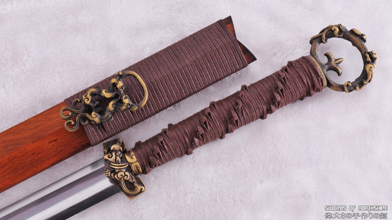 Hand Forged Folded Steel Chinese Martial Arts Huan Shou Jian / Dao Hybrid Tai Chi Sword