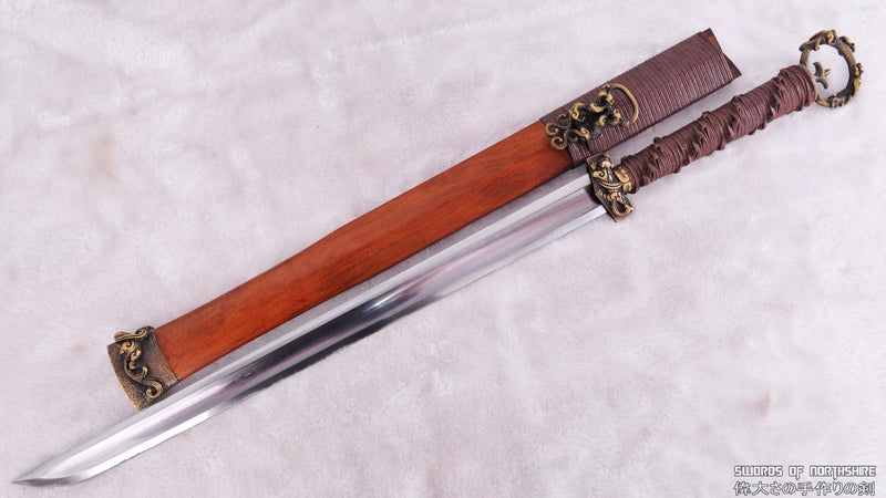Hand Forged Folded Steel Chinese Martial Arts Huan Shou Jian / Dao Hybrid Tai Chi Sword