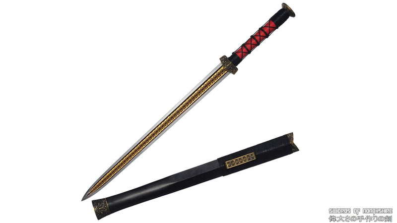 Folded Steel Blade Han Jian Ebony Wood Scabbard Chinese Martial Arts Kung Fu Tai Chi Sword