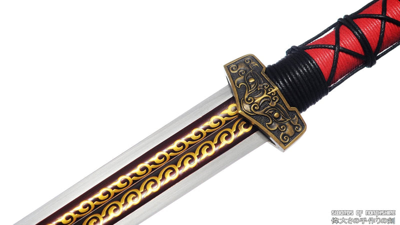 Folded Steel Blade Han Jian Ebony Wood Scabbard Chinese Martial Arts Kung Fu Tai Chi Sword