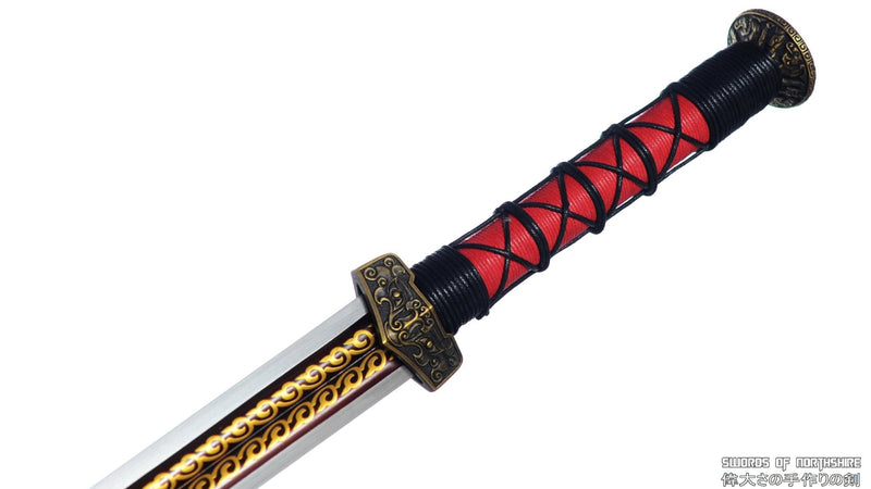 Folded Steel Blade Han Jian Ebony Wood Scabbard Chinese Martial Arts Kung Fu Tai Chi Sword