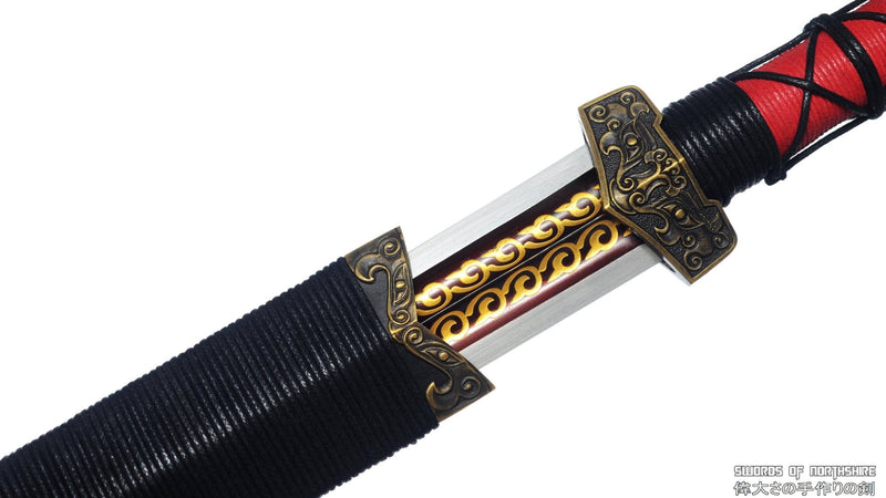 Folded Steel Blade Han Jian Ebony Wood Scabbard Chinese Martial Arts Kung Fu Tai Chi Sword