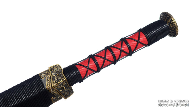 Folded Steel Blade Han Jian Ebony Wood Scabbard Chinese Martial Arts Kung Fu Tai Chi Sword