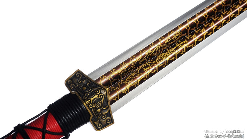 Folded Steel Blade Han Jian Ebony Wood Scabbard Kung Fu Chinese Martial Arts Tai Chi Sword