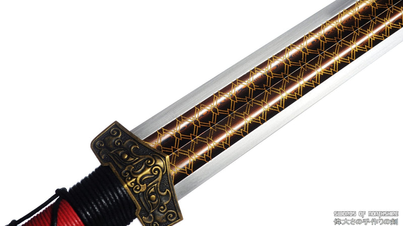 Folded Steel Blade Han Jian Ebony Wood Scabbard Kung Fu Chinese Martial Arts Tai Chi Sword
