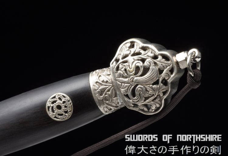 Silver Plated Flora Damascus Steel Blade Jian Kung Fu Chinese Martial Arts Wushu Tai Chi Sword