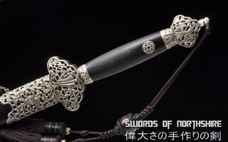 Silver Plated Flora Damascus Steel Blade Jian Kung Fu Chinese Martial Arts Wushu Tai Chi Sword