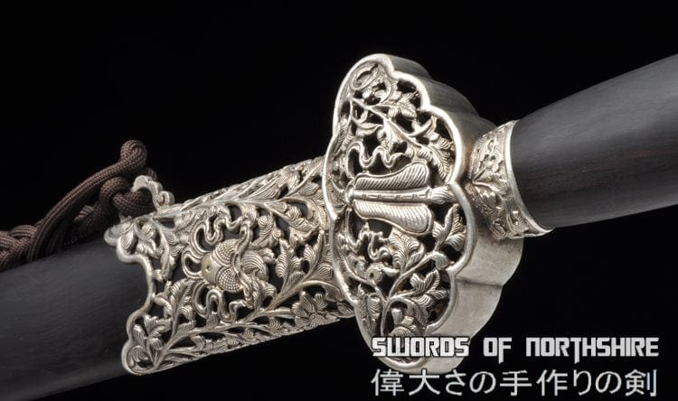 Silver Plated Flora Damascus Steel Blade Jian Kung Fu Chinese Martial Arts Wushu Tai Chi Sword