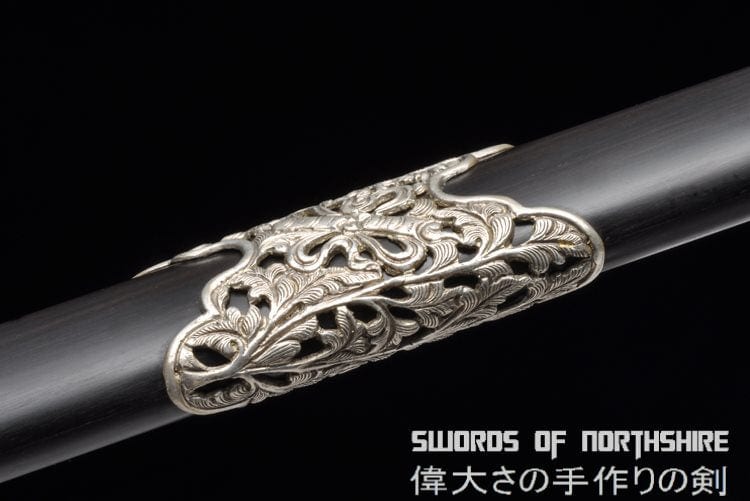 Fire Dragon Sword,Damascus Steel Blade,Brass Silver Plated