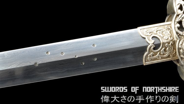 Silver Plated Flora Damascus Steel Blade Jian Kung Fu Chinese Martial Arts Wushu Tai Chi Sword