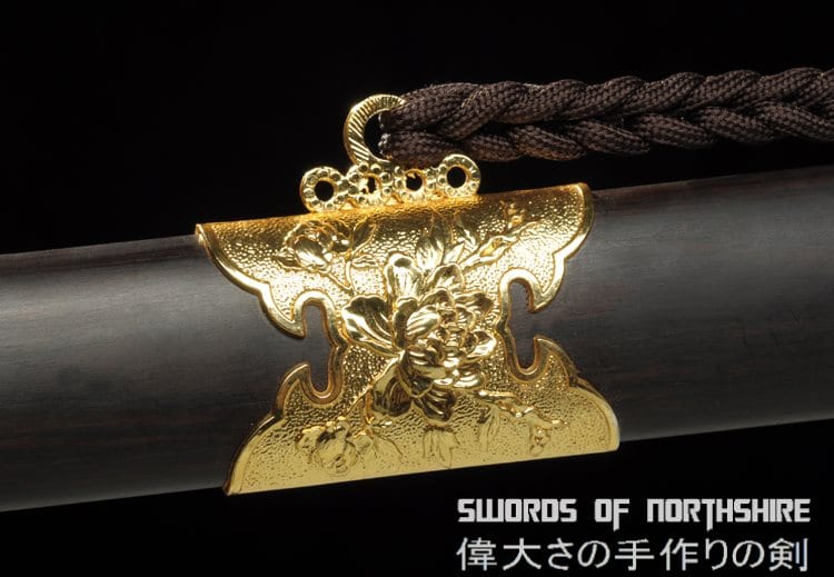 Fire Dragon Sword,Damascus Steel Blade,Brass Silver Plated