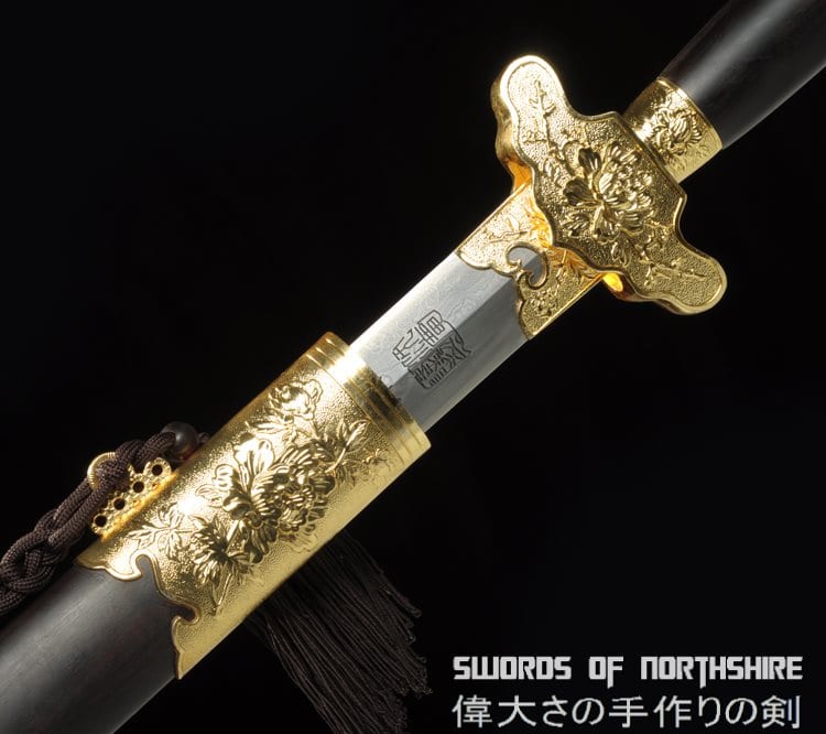 Peony Gold Plated Jian Damascus Steel Blade Kung Fu Chinese Martial Arts Tai Chi Sword