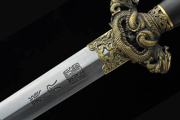 Nine-Dragon Jian Damascus Steel Blade Kung Fu Chinese Martial Arts Wushu Tai Chi Sword