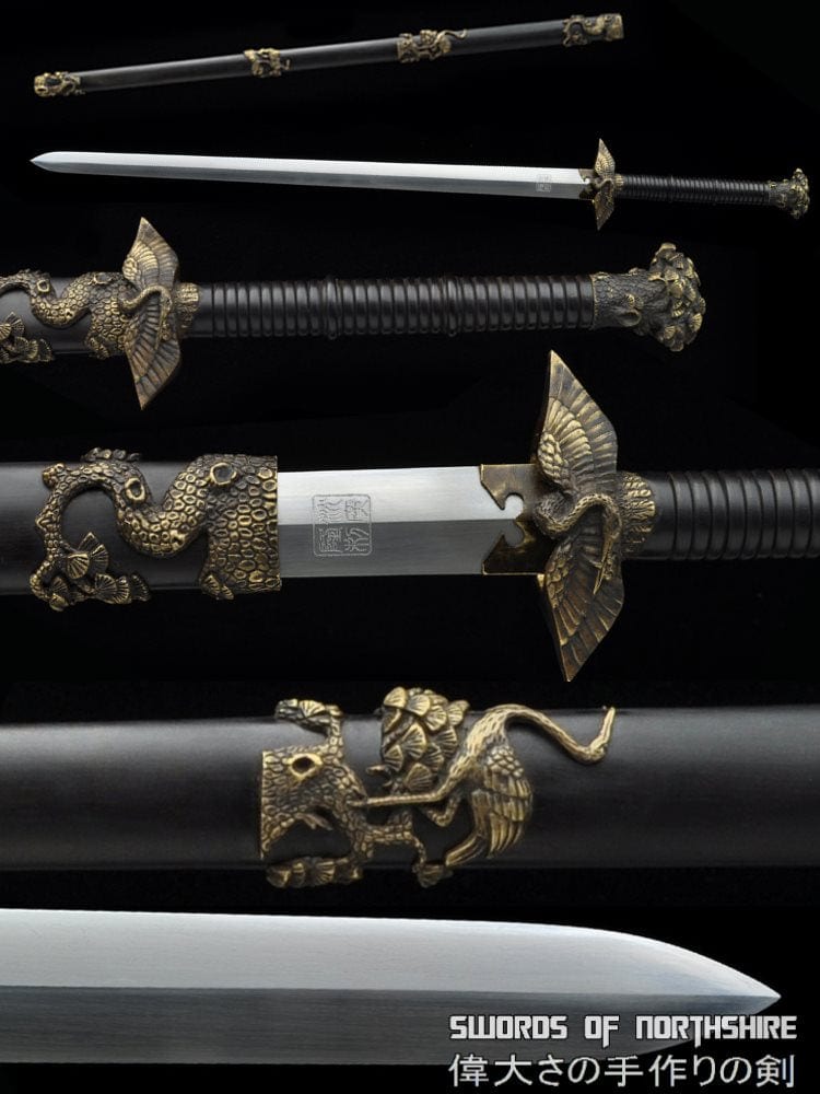 Crane Sword Folded Damascus Steel Blade Kung Fu Chinese Martial Arts Wushu Tai Chi Jian