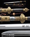 Chinese Fortune Sword Hand Forged Folded Steel Blade Battle Ready Martial Arts Tai Chi Jian