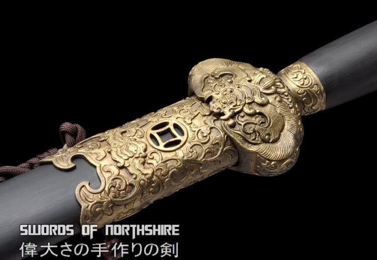Chinese Fortune Sword Hand Forged Folded Steel Blade Battle Ready Martial Arts Tai Chi Jian