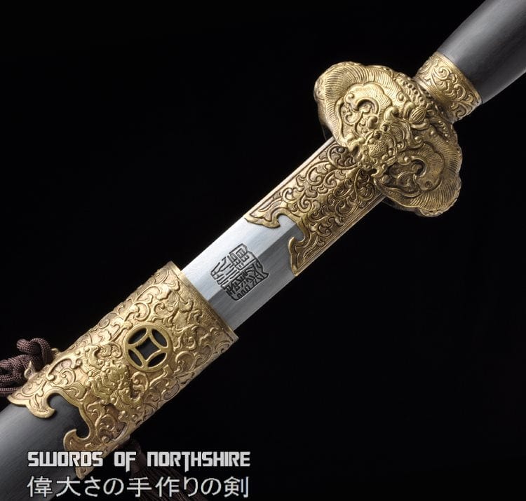 Chinese Fortune Sword Hand Forged Folded Steel Blade Battle Ready Martial Arts Tai Chi Jian