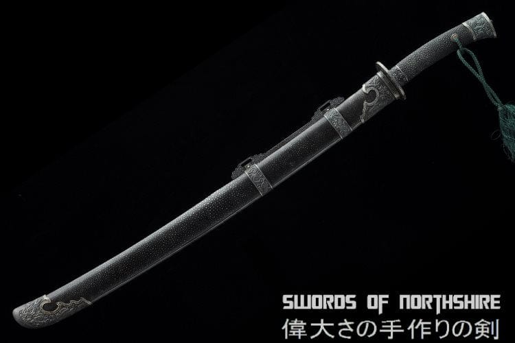 Iron Dragon Chinese Sword Clay Tempered & Folded Steel Blade Full Rayskin Wrap Tai Chi Dao