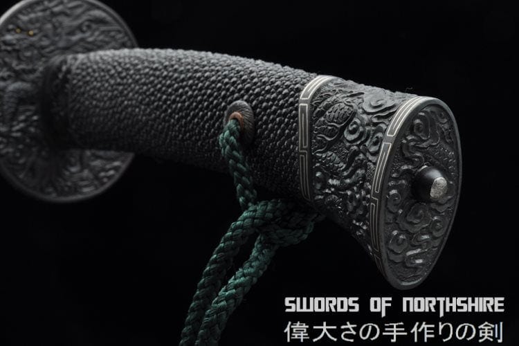 Iron Dragon Chinese Sword Clay Tempered & Folded Steel Blade Full Rayskin Wrap Tai Chi Dao
