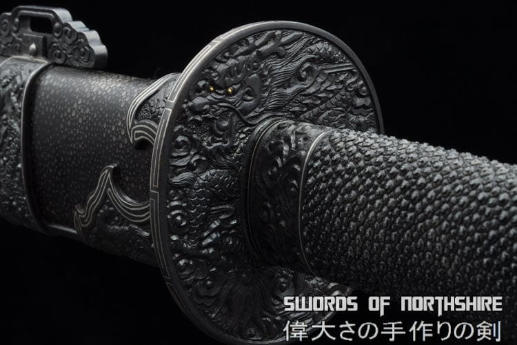 Iron Dragon Chinese Sword Clay Tempered & Folded Steel Blade Full Rayskin Wrap Tai Chi Dao