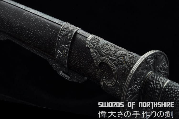 Iron Dragon Chinese Sword Clay Tempered & Folded Steel Blade Full Rayskin Wrap Tai Chi Dao