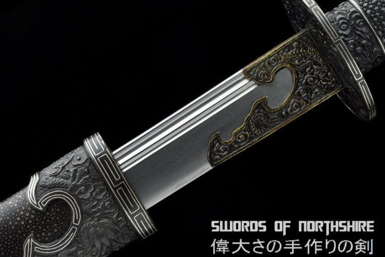 Iron Dragon Chinese Sword Clay Tempered & Folded Steel Blade Full Rayskin Wrap Tai Chi Dao