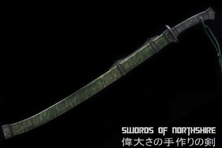 Green Dragon Chinese Sword Clay Tempered & Folded Steel Blade Full
