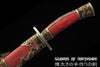 Red Dragon Chinese Sword Clay Tempered & Folded Steel Blade Full Rayskin Wrap Dao