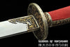 Red Dragon Chinese Sword Clay Tempered & Folded Steel Blade Full Rayskin Wrap Dao