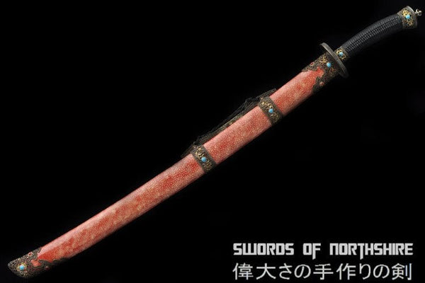 Seven Saints Chinese Sword Folded Steel Blade Full Rayskin Wrap