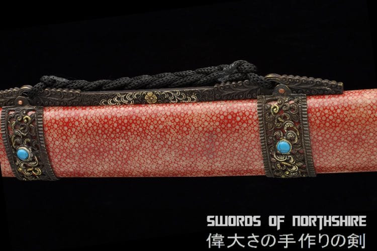 Seven Saints Chinese Sword Folded Steel Blade Full Rayskin Wrap