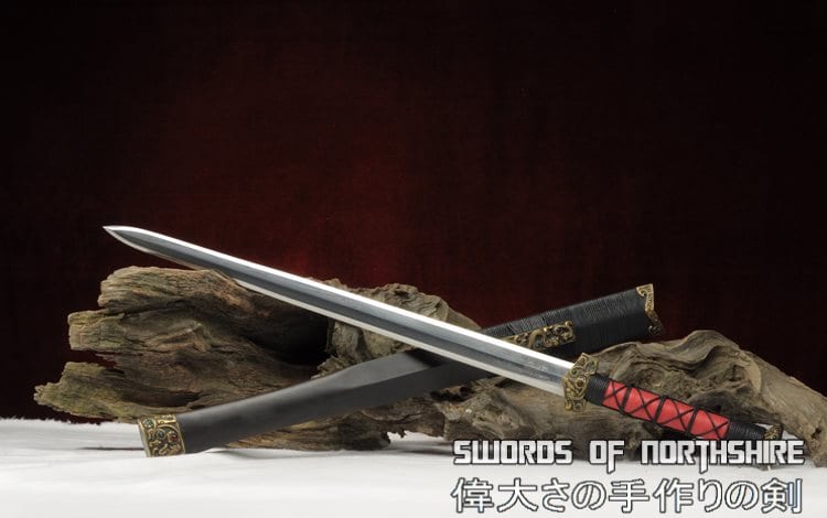 Han Dynasty Jian Ruby & Turqoise Hand Forged Folded Steel Blade Chinese Wushu Tai Chi Sword